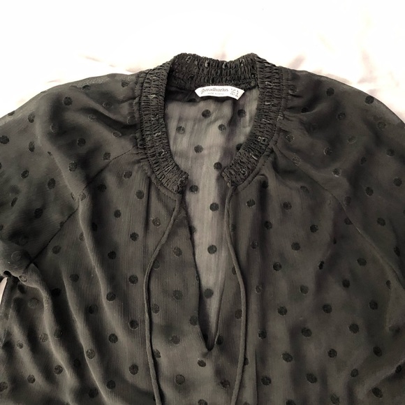 Black Chiffon Whimsigoth Dress Sheer Polka Dot Long Sleeve Babydoll Size S - Picture 5 of 11